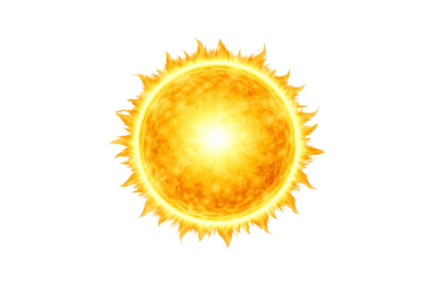 Sol iluminando o sistema solar fotovoltaico